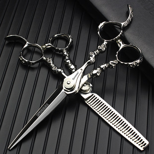 One-piece hair scissors 6-inch skull flat scissors thin seamless tooth Scissors barber scissors for hair stylist