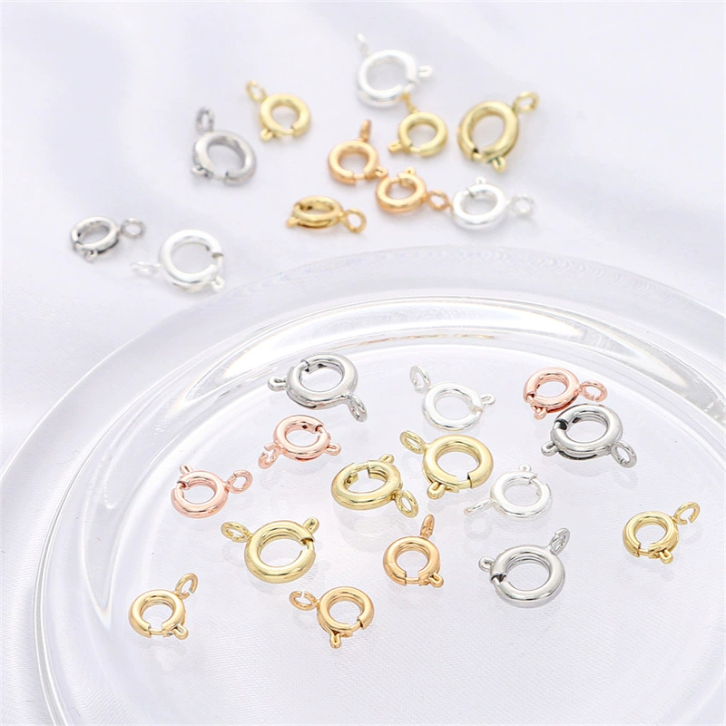 Застежка-пружина кольцо-кольцо из позолоченной латуни 14k для DIY ожерелий и браслетов, фурнитура, соединительная пружинная застежка