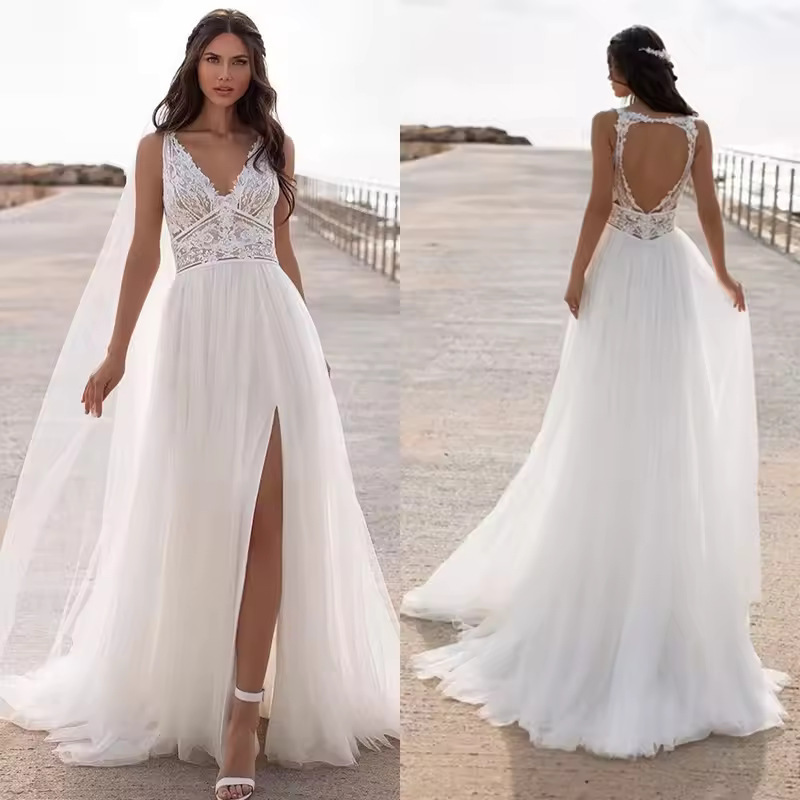 Amazon Cross-Border Women's Light Wedding Dress European and American Welcome Wedding Dress High-End Travel Photography Dress Bohemian Style