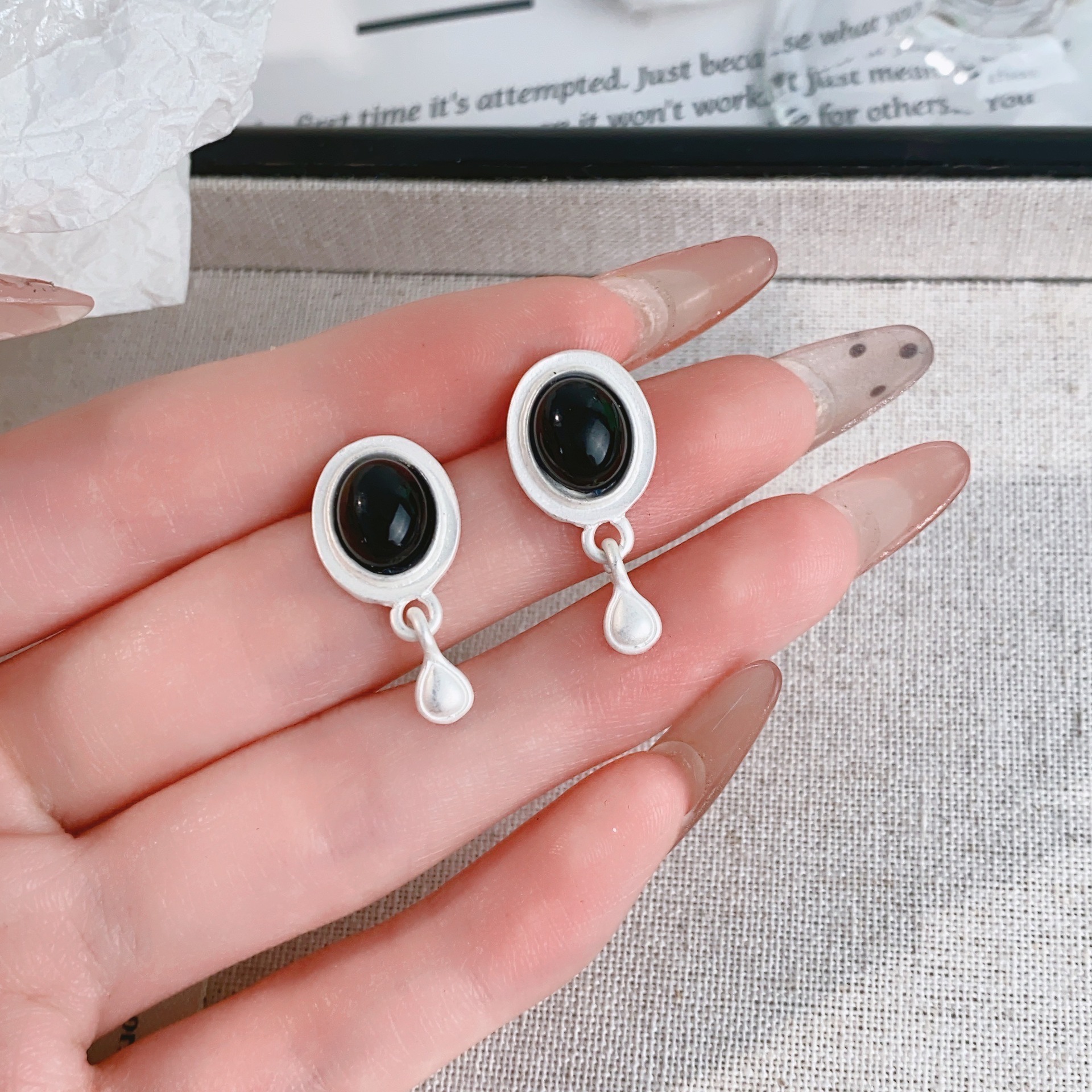 Matte small design retro earrings