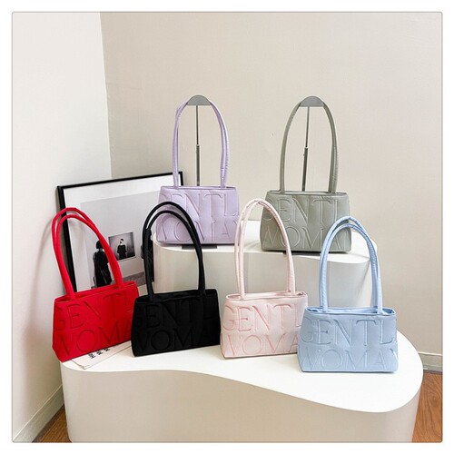 New Single-Shoulder Bag 2025 Unique Design Satin Letter Embroidered Korean Style Fashionable Versatile Handbag for Women