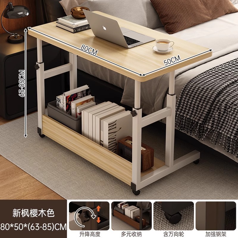 Mesa de noche, mesa pequeña de elevación móvil, dormitorio, mesa de oficina junto a la cama, escritorio para el hogar de los estudiantes, escritorio para computadora portátil