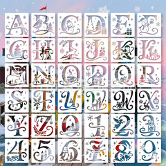 跨境电商热卖雪花动物字母数字镂空绘画模版temu墙绘喷涂涂鸦模版