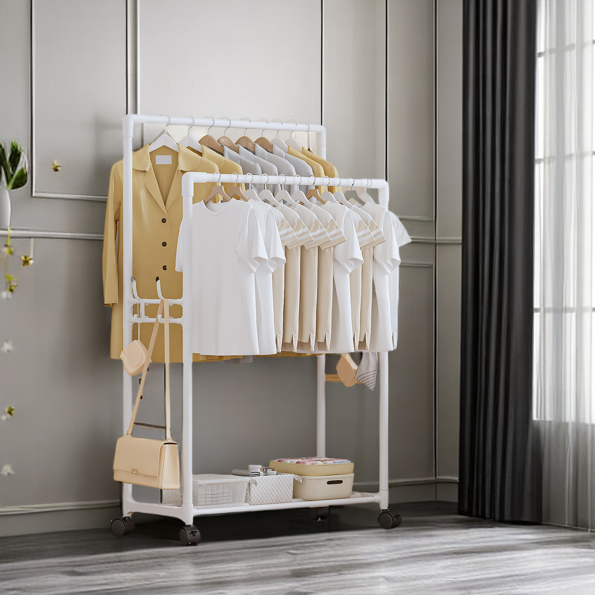 바퀴가 달린 흰색