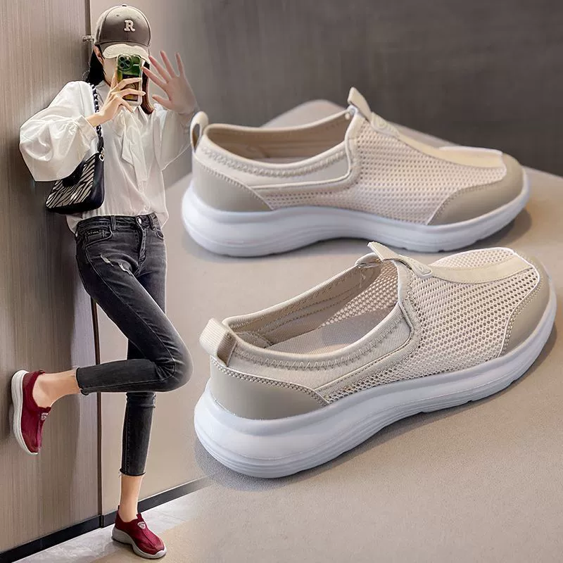 2023 летние ленивые туфли без шнуровки, Женская сетчатая обувь, дышащие удобные сетчатые кроссовки для мам, прогулочная обувь, женская
