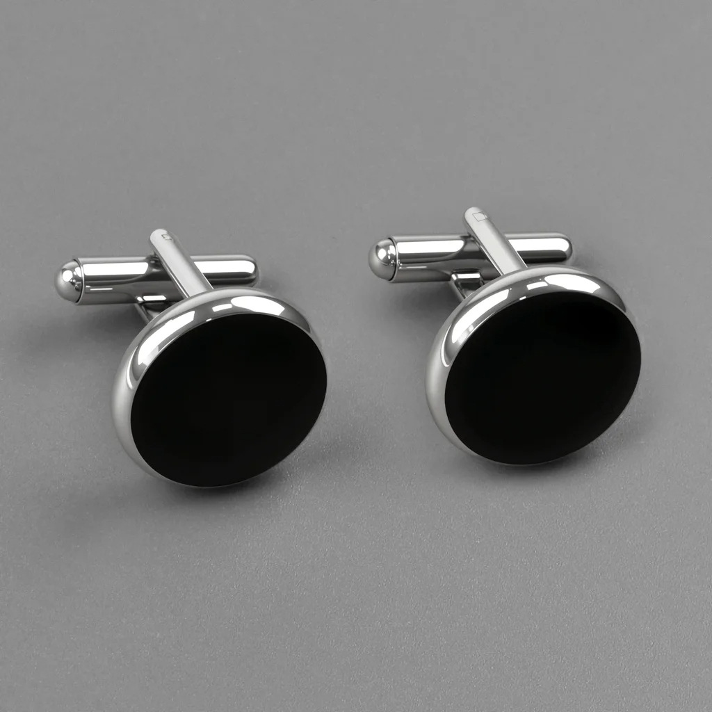 Cross-Border New Round Paint Cufflinks Copper Material Polished Electroplating Men's Shirt Suit Cufflinks Cuff Nails Wholesale