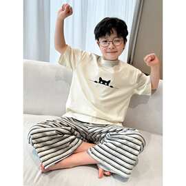 儿童装男童夏季睡衣家居服套装夏装薄款2026夏款中大童男孩空调服
