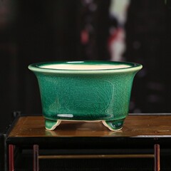 張治誠紫砂植木鉢工場卸売りトランペット三角円釉薬盆氷割れ多肉文竹盆景盆ys 01