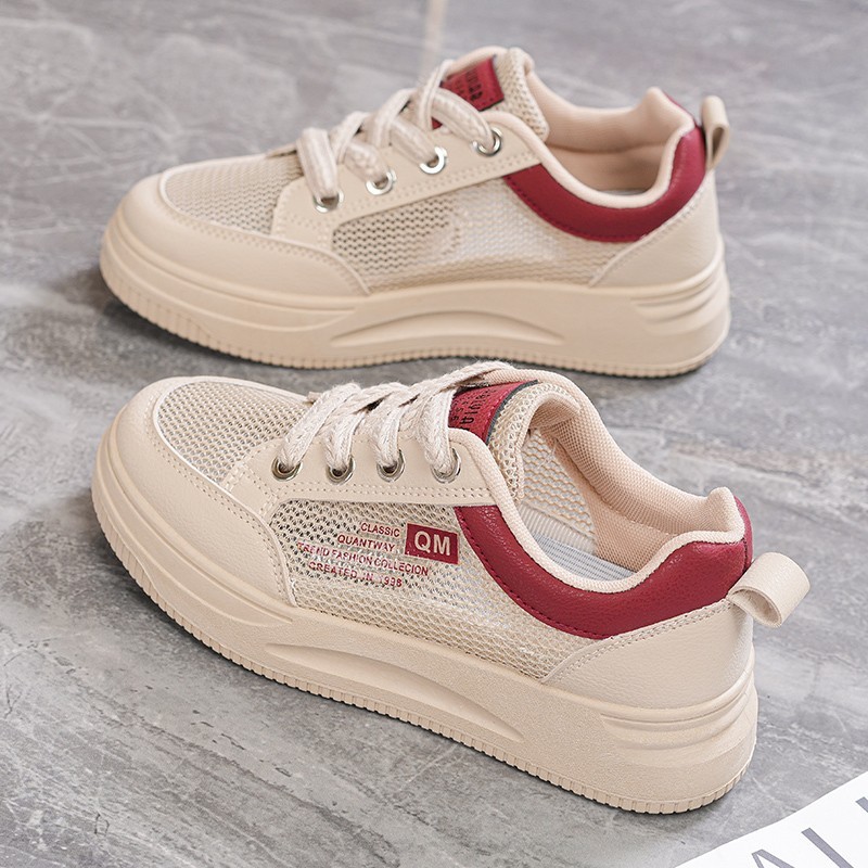 2025 verano nuevo mesh transpirable suela gruesa zapatos deportivos de skate casual versátil tendencia de suela suave zapatos de moda de estudiantes de mujer