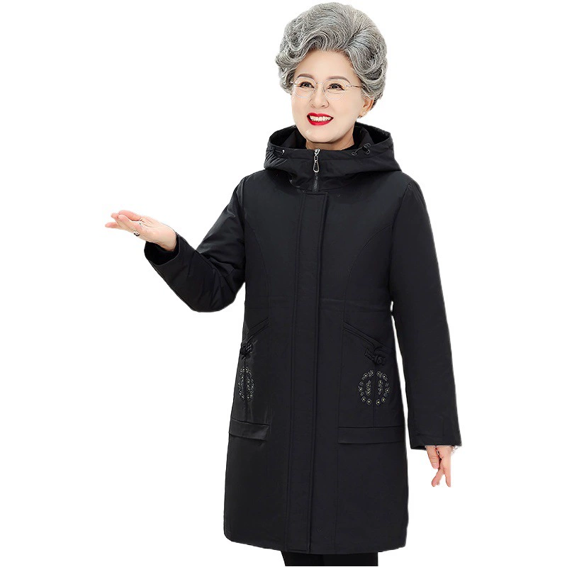 Новый живой пуховик среднего и пожилого возраста женский средний и длинный размер мама pike одежда зимняя бабушка толстая куртка