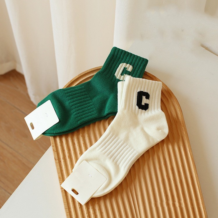 Socks Women's Autumn and Winter Cotton Socks Wholesale Little Red Book Same Style Boat Socks Solid Color Letters Trendy Women's Cotton Socks