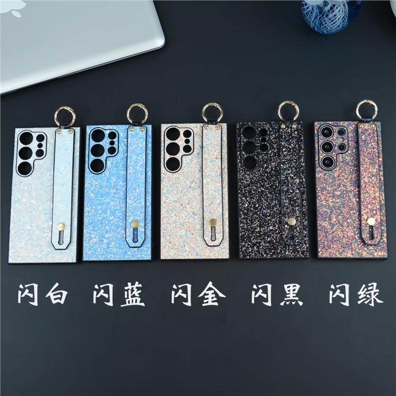 Flash Diamond Wristband Samsung S25Ultra Mobile Phone Case S22 Simple S23 All-Inclusive S24P Protective Cover Creative and High-End