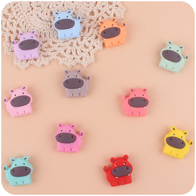 Bebé suministros de dibujos animados animal hipopótamo mordedor creativo DIY bebé molar cadena de pezón cadena anti-caída accesorios pequeños