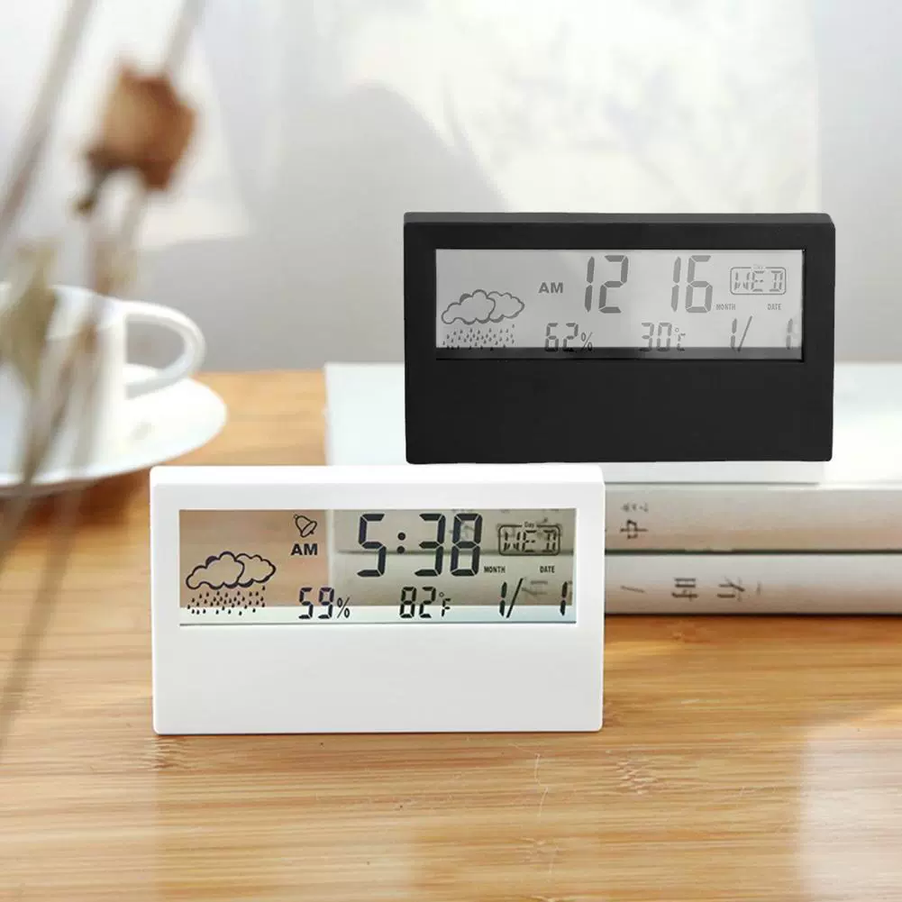 Индивидуальная обработка прозрачных светящихся электронных часов, простых многофункциональных часов, цифрового дисплея температуры и влажности погоды, детского маленького будильника.