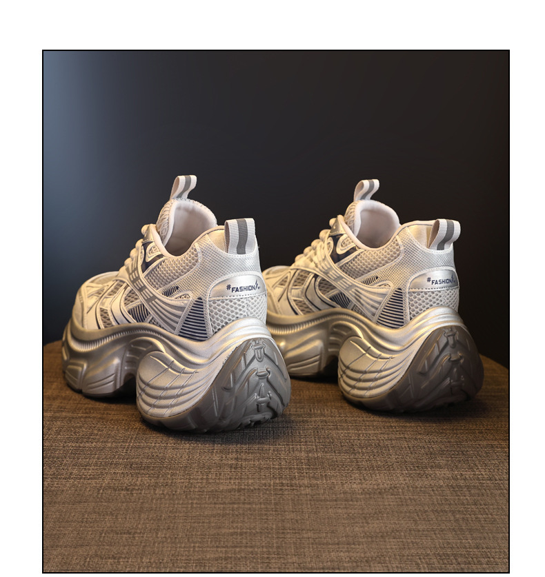 Giày sneaker nữ đế dày tăng chiều cao lưới thoáng khí phong cách dad shoes — xanh lam chi tiết 20