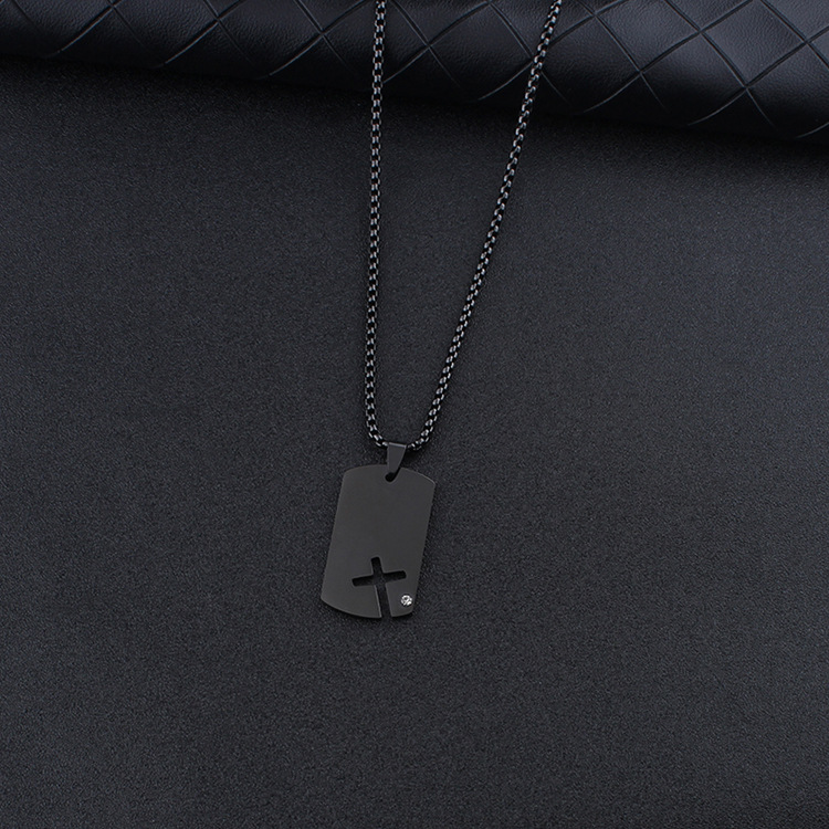 Pendant Necklace Classification 201 Stainless Steel Chain Material Simple Style Cross 201 Stainless Steel Plating Hollow Out Inlay Zircon Unisex Pendant Necklace Men Pendant Necklaces
