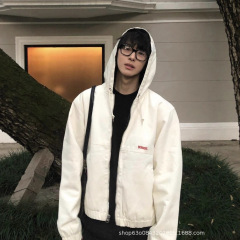 原厂Stu@斯图秋季FW23 WORK JACKET帆布小标刺绣拉链保暖连帽夹克