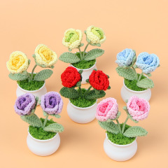 完成品クロスボーダー手編みのバラの花のシミュレーション