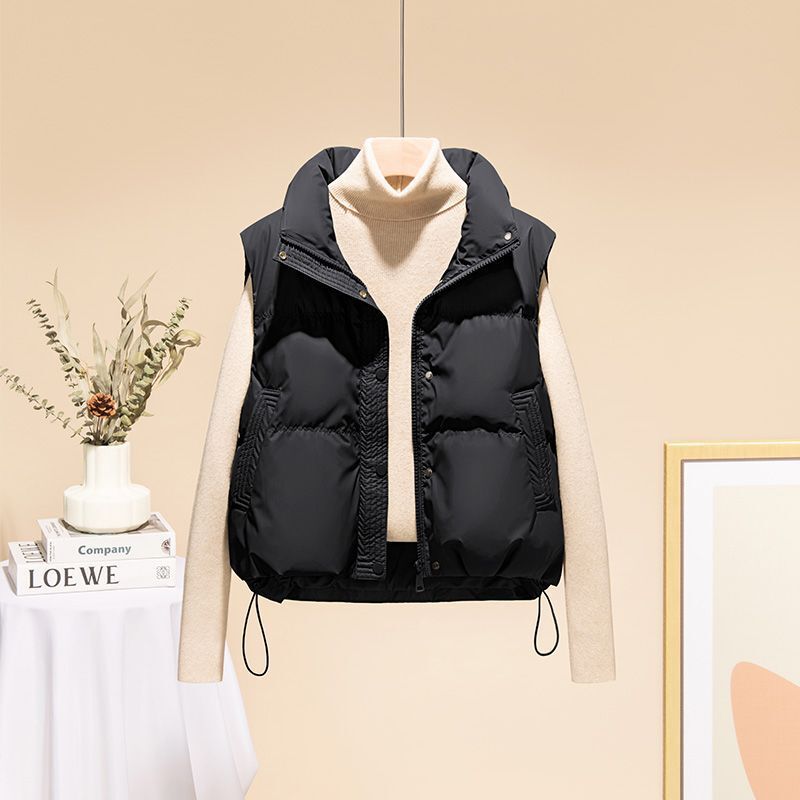 Warm Vest down Cotton Vest Women's 2025 New Winter Fashion Style Short Pu Leather Vest Trendy