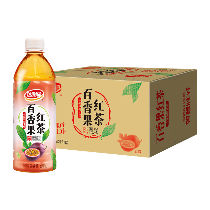Daliyuan Passion Fruit Black Tea 500ml*15 Bottles Large Bottle Full Box Fruit-Flavored Beverage Summer Cooling and Thirst-Quenching Drink