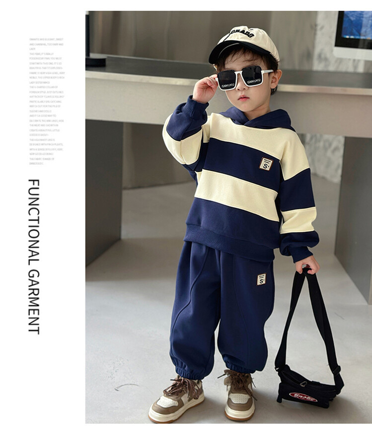 Color Block per ragazzi 2023 Primavera e autunno Nuovi set sportivi con cappuccio per il tempo libero per bambini Vestiti alla moda per bambini_voghion.com