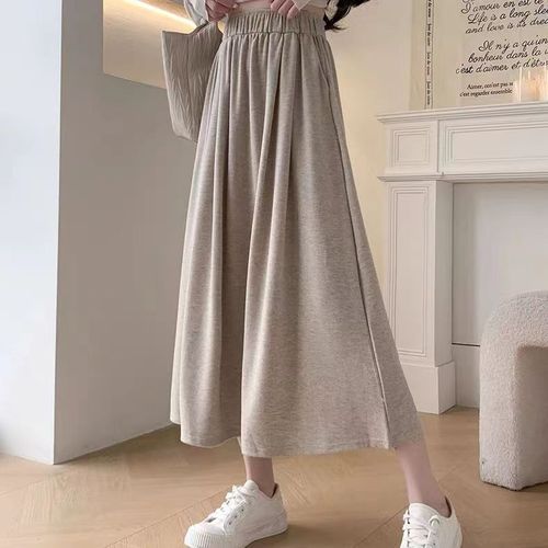 Grey Knit Glutinous Rice Skirt Women Minimalist Spring Summer A-line Semi-skirt Petite Person Umbrella Skirt Medium Length Yamamoto Skirt
