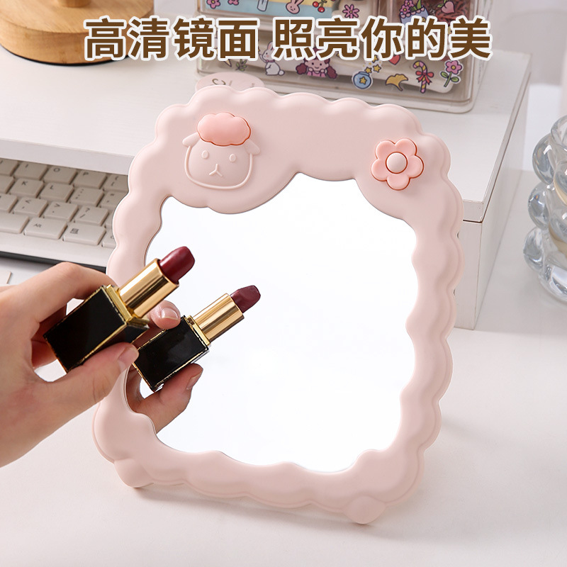 Espejo de maquillaje de dibujos animados lindo colgado en la pared espejo de vestir espejo plegable de escritorio espejo de princesa de maquillaje de estudiantes