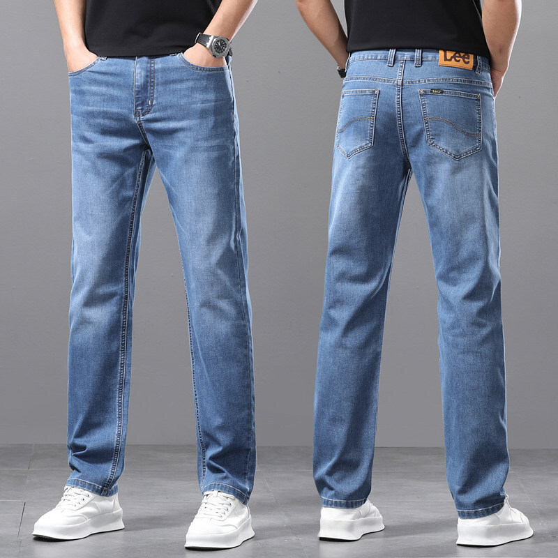 Su Lee2026 New High-End Men's Jeans, Light Blue, Loose Straight Fit, Spring and Summer Thin Style, Business Casual