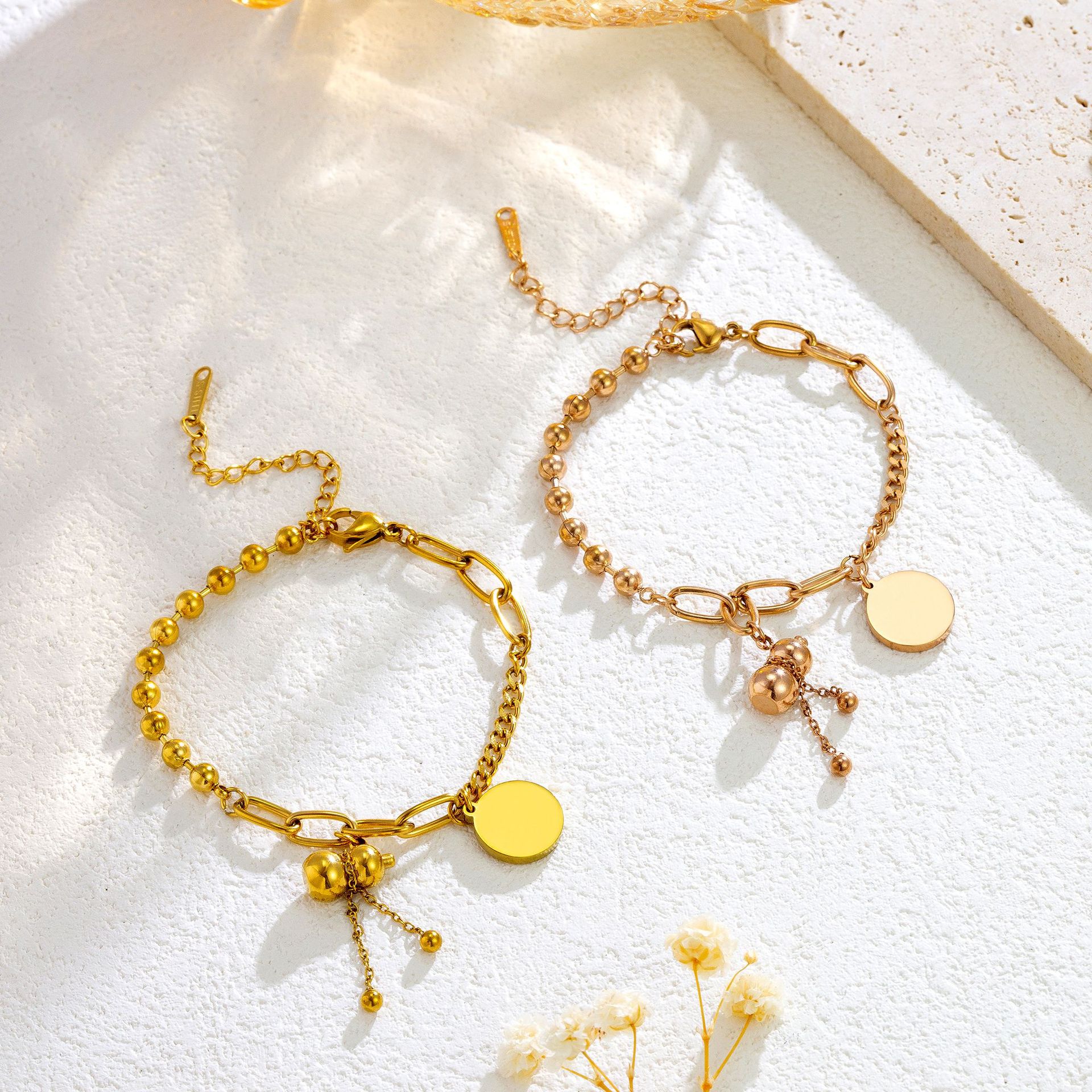 Vintage Chinese-style High-end Small Gourd Bracelet Women's Best Friend Bracelet Niche All-match Rose Gold Titanium Steel First Jewelry