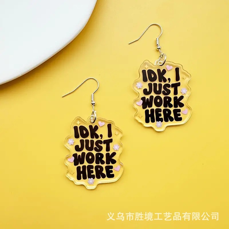 Transparent acrylic creative fashionable earrings with letters