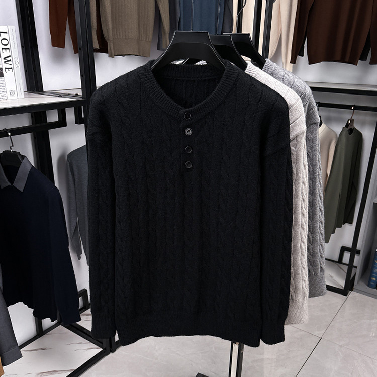 Amazon hombre nueva camiseta de punto de cuello redondo de manga larga otoño y invierno universal moda casual suéter