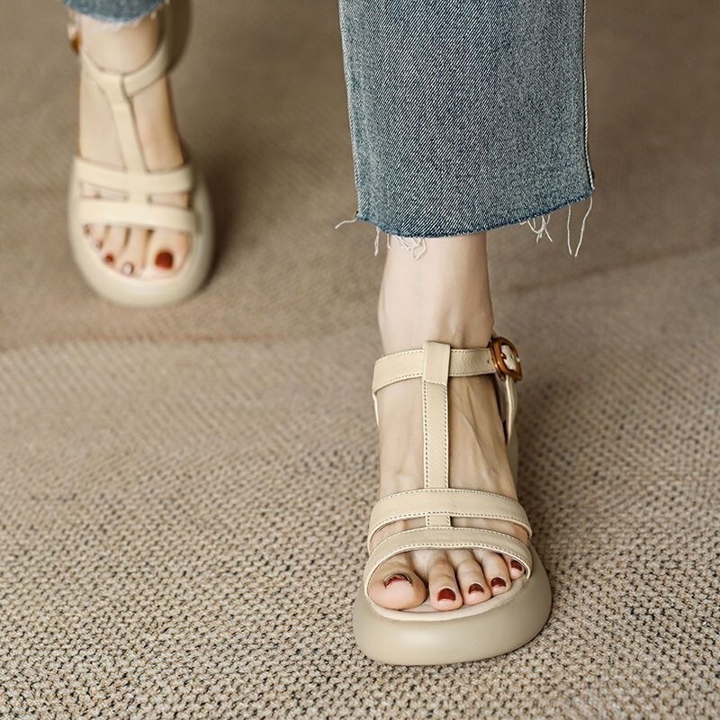 Real Soft Leather High-Heeled Shoes for Women, 2025 Summer New Style, Soft-Soled Retro Platform Thick-Soled Open-Toe Chunky Heel Sandals Real Soft Leather High-Heeled Shoes for Women, 2025 Summer New Style, Soft-Soled Retro Platform Thick-Soled Open-Toe Chunky Heel Sandals