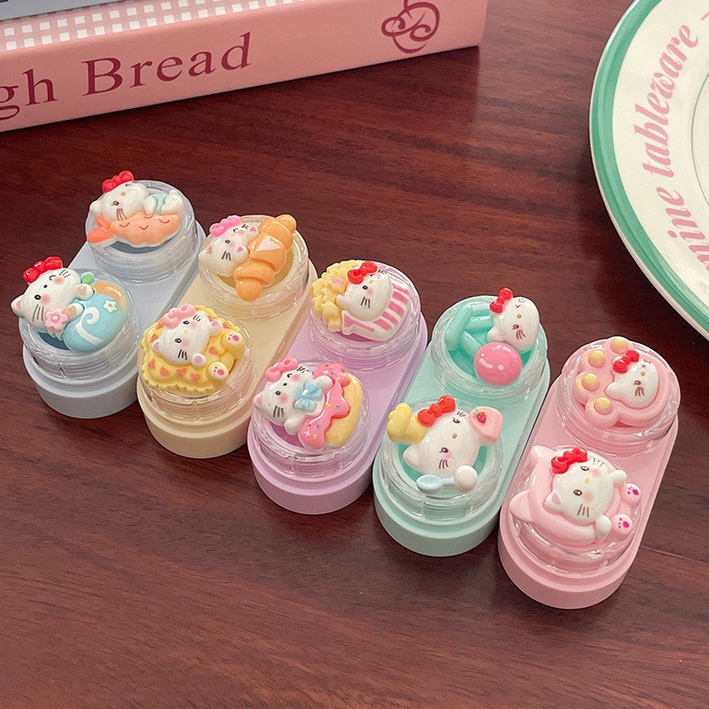 美瞳盒hellokitty便携式可爱隐形眼镜盒抽屉式卡通伴侣盒高颜值