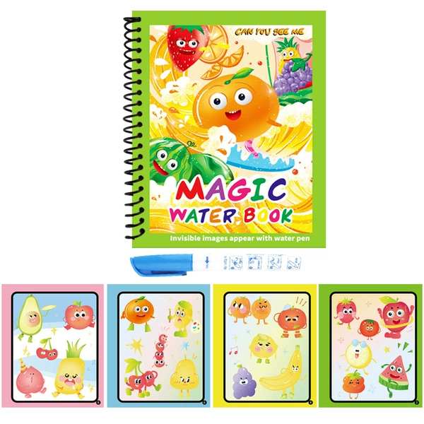 1 book of happy fruits/4 pages that can be drawn and comes with a pen