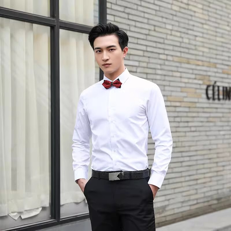 Groomsmen Clothing Brother Clothing Men's Western-Style Summer Shirt Suit Large Size Long-Sleeved Brother Group Clothing Shirt Short-Sleeved White Men