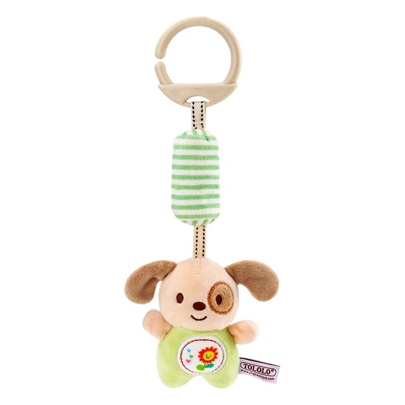 Juguete de peluche de mono feliz para educación temprana, campana de viento relajante para cuna, sonajero de mano para bebé.