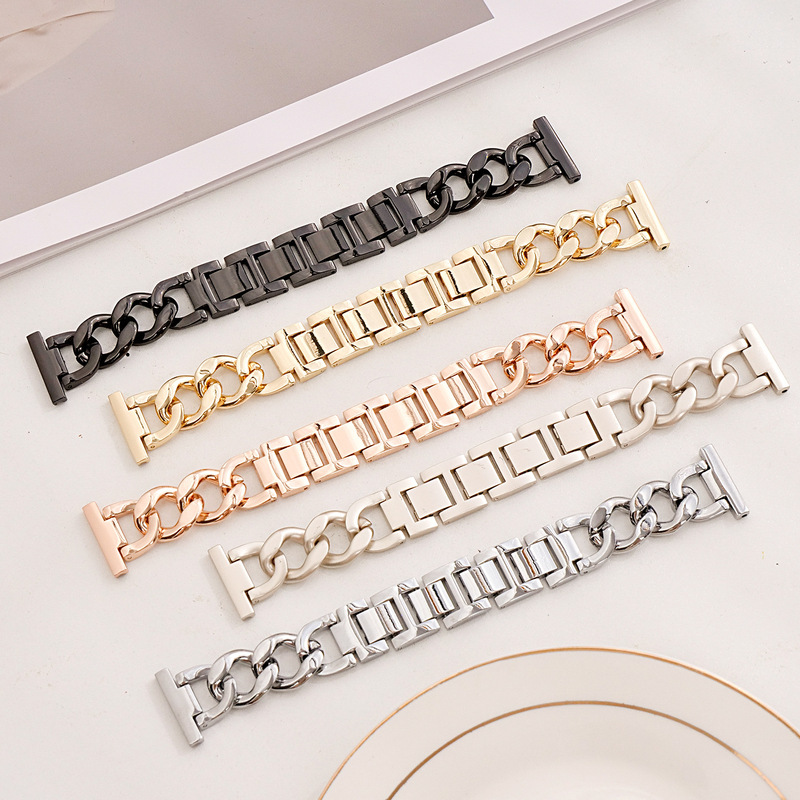 Suitable for Apple Applewatch S11 Small Fragrance Style Metal High-End Denim Chain Iwatchs10 Watch Strap