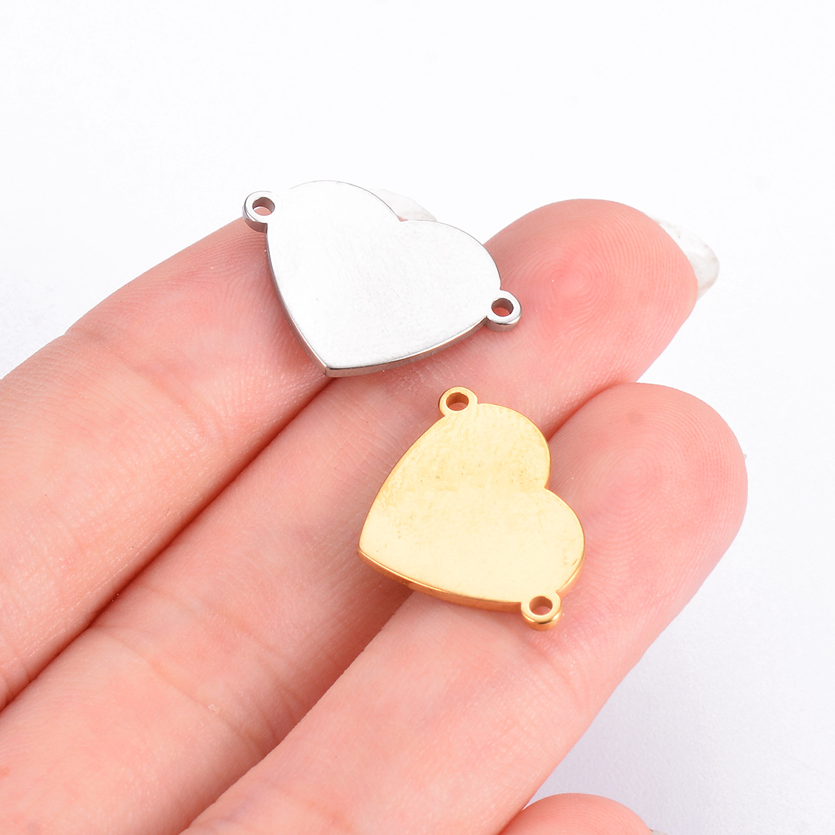 14g Weight PVD Coated Gold Plating Process Pendant Jewelry Making Type 10 PCS/Package 13*18mm 304 Stainless Steel Customization Laser Engraving Heart Shape Pendant DIY Jewelry Accessories