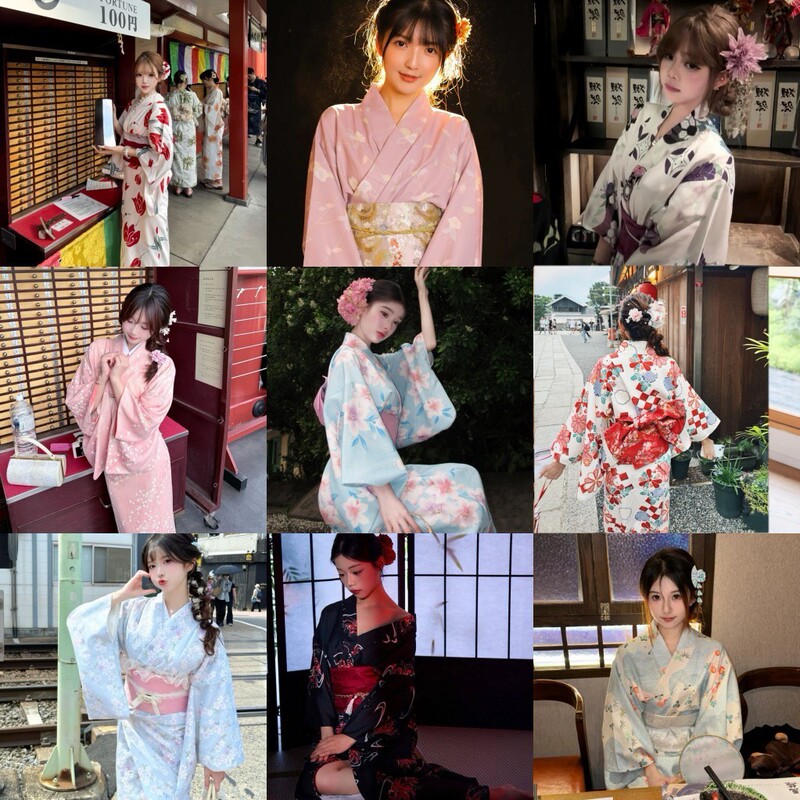 Japanese-Style Kimono for Women, New Improved Model, Japanese-Style Yukata Formal Photo Dress, Traditional Photography Clothing Japanese-Style Kimono for Women, New Improved Model, Japanese-Style Yukata Formal Photo Dress, Traditional Photography Clothing