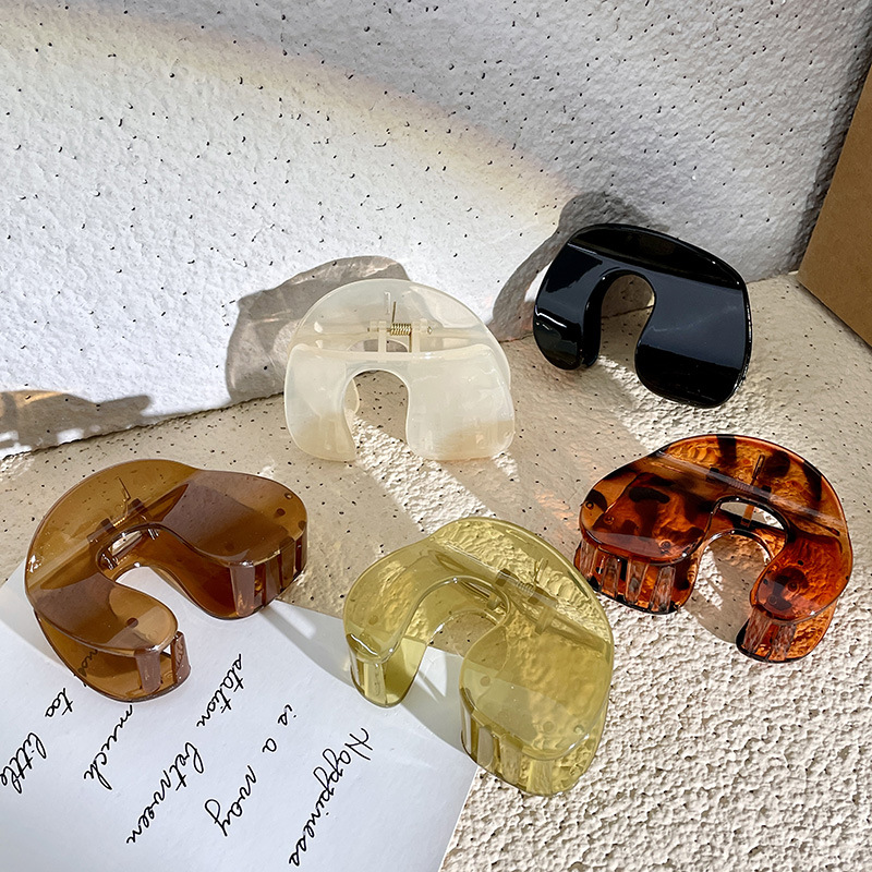 抓夹韩国高级感日韩大容量U型发抓亚克力豹纹后脑鲨鱼抓通勤发夹