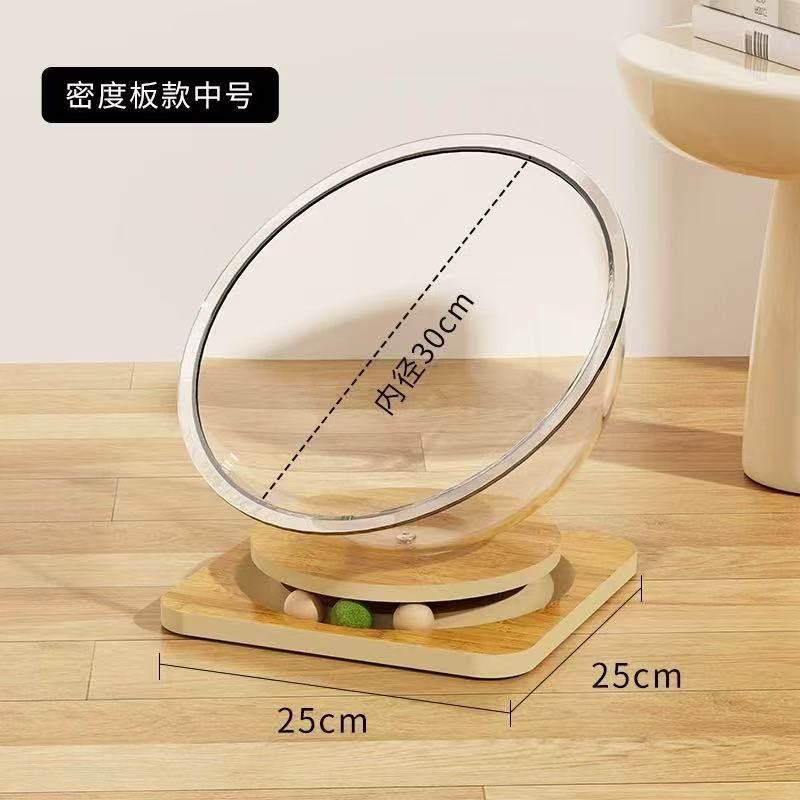 太空舱猫窝四季通用高透冰窝亚克力夏季实木转盘猫咪玩具猫床一体