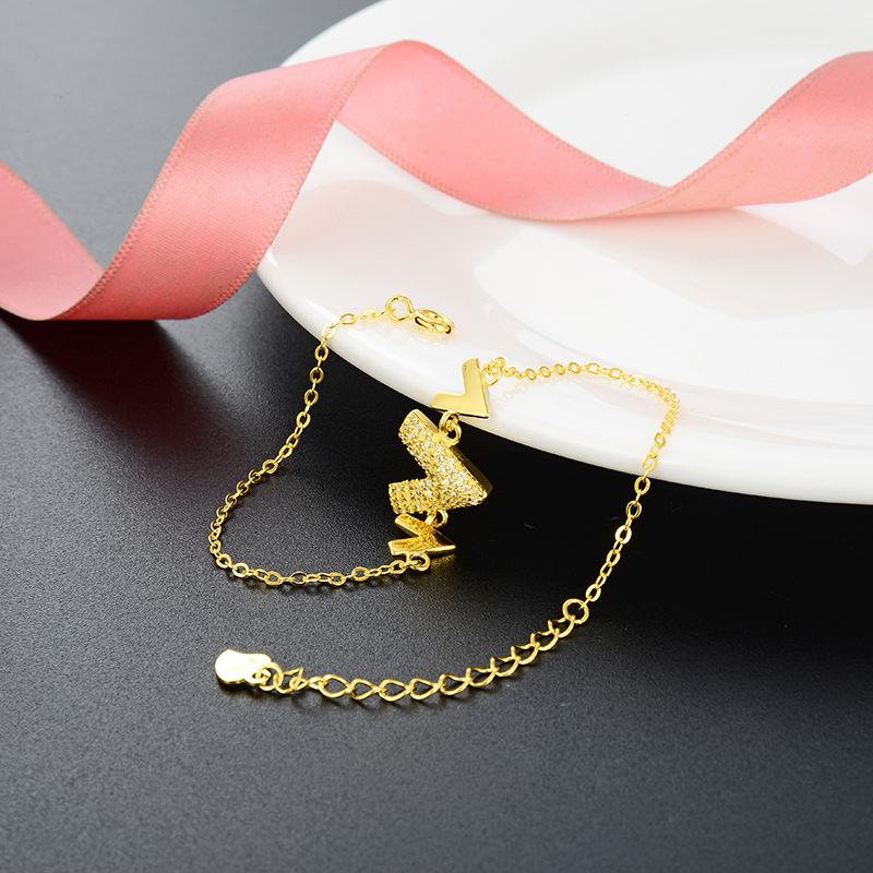 Nuevo estilo fresco popular accesorios Corea del Sur 925 pulsera de circonio de plata de las mujeres elegante letra en forma de V estilo simple pulsera