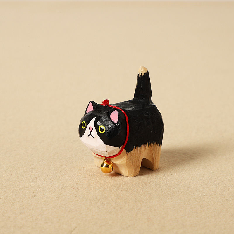 手作り木彫り太ったオレンジ猫車のキーホルダーペンダントかわいい牛猫スクールバッグペンダント女性の親友へのギフトとして