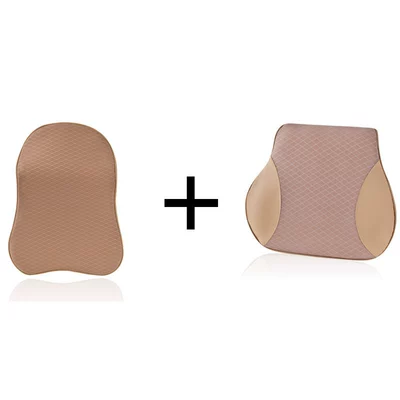 pillow car cervical pillow memory Headrest - beige-mesh-headrest-lumbar-support-1-pack