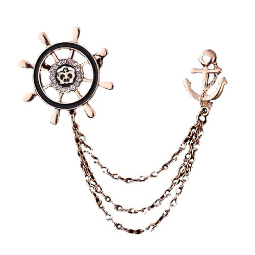 Z97 Korean Version Brooch, Versatile Chain Anchor Collar Pin, Creative Style Collar Clip, Western Suit Accessory Wholesale