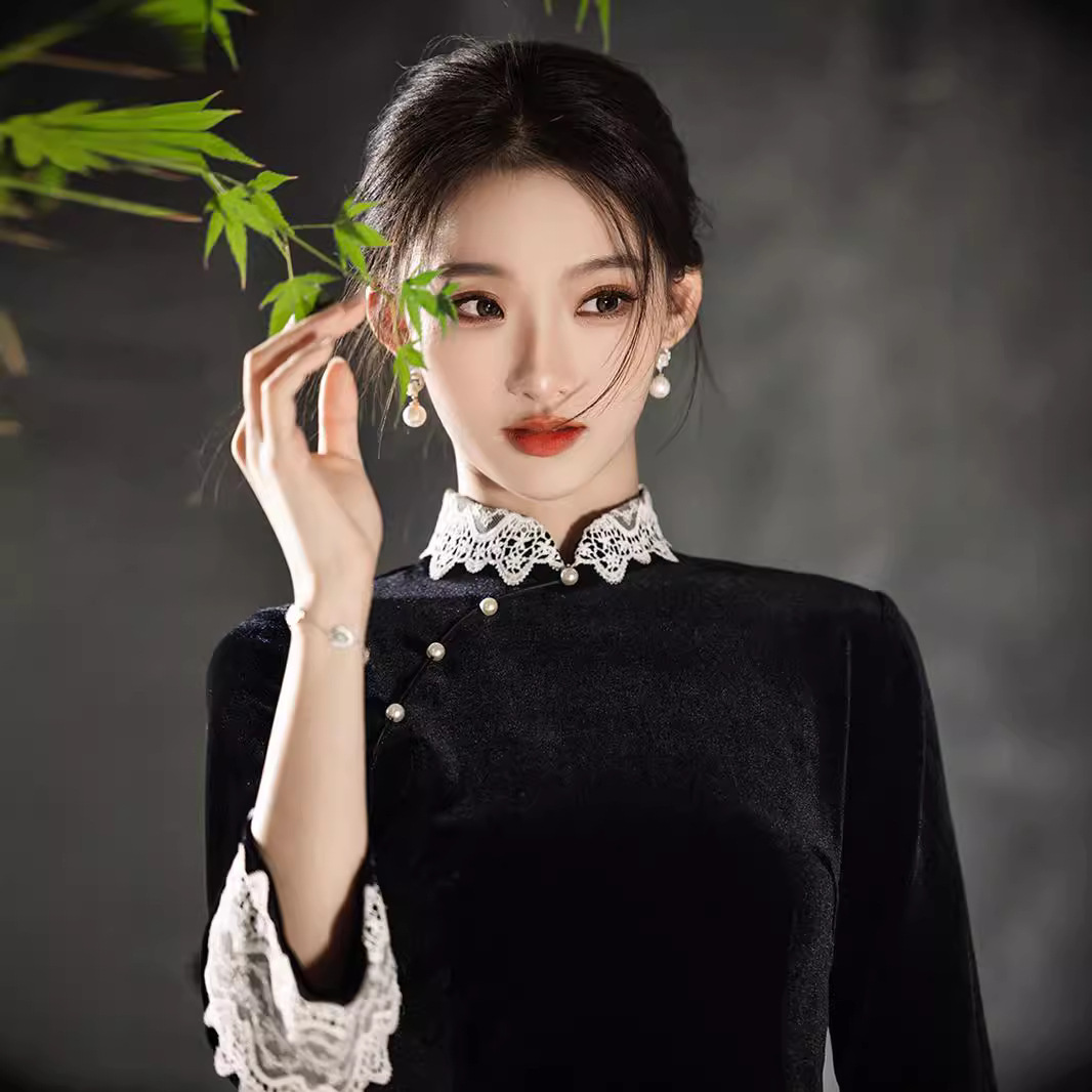 Black colored cheongsam
