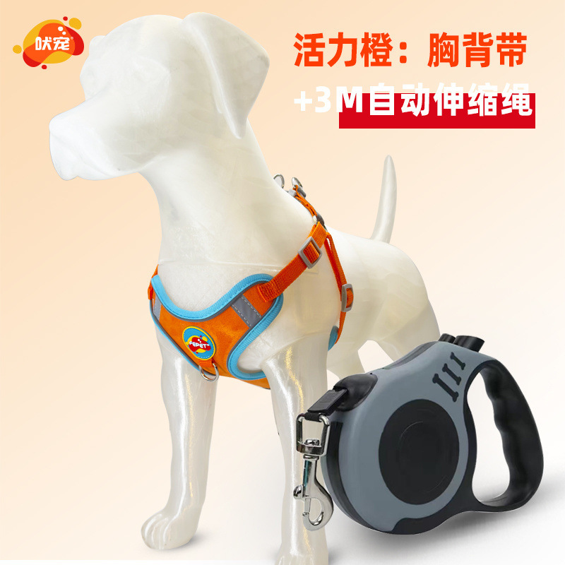犬用リード 反射ハーネス ベストタイプ 小型犬 テディ コーギー ビション ドッグウォーキングチェーン|undefined