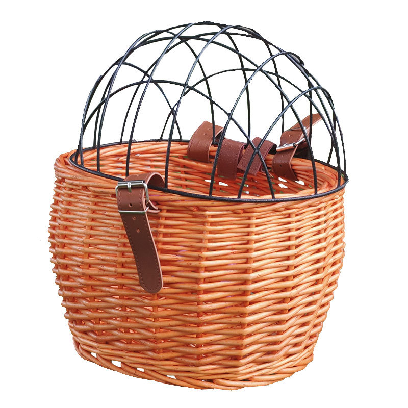 Cesta para mascotas cesta de almacenamiento cesta de bicicleta de hierro con tapa cesta de almacenamiento de mimbre jaula de perro jaula de gato con tapa