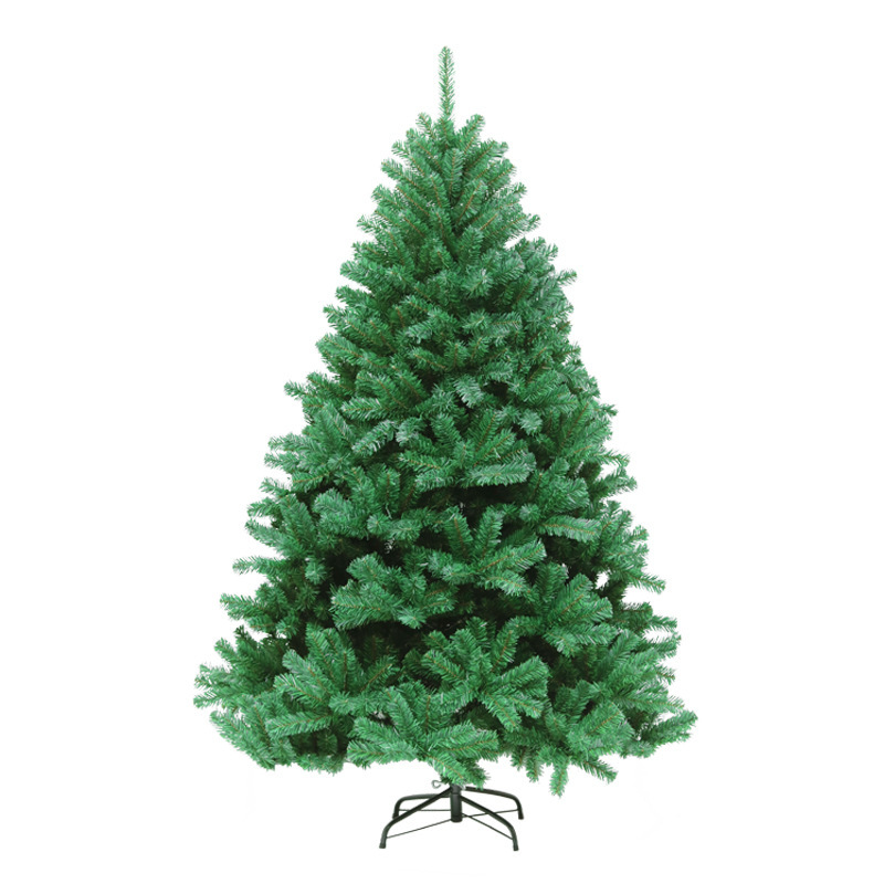 Nueva decoración navideña transfronteriza, árbol de Navidad de PVC realista para hotel, de pie, flocado, con diseño de lápiz, plegable, venta al por mayor de fábrica.