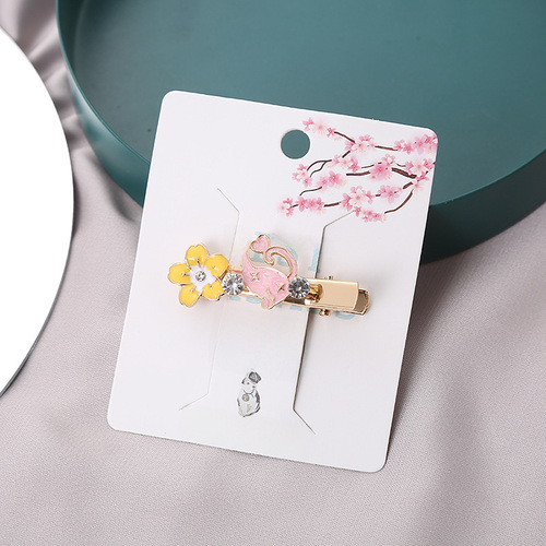 Japanese-style girl cherry blossom rabbit cat hair clip bangs clip student soft girl sweet side clip duck bill clip factory price wholesale